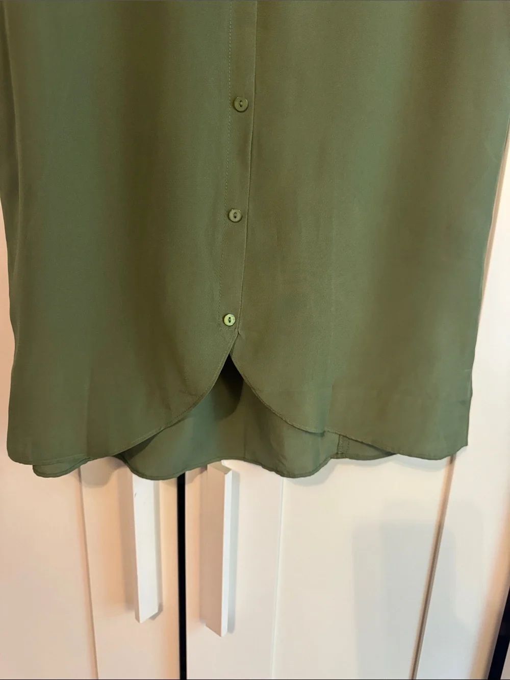 ModCloth Olive Green Ruffled Pintuck Blouse - Picture 6 of 6